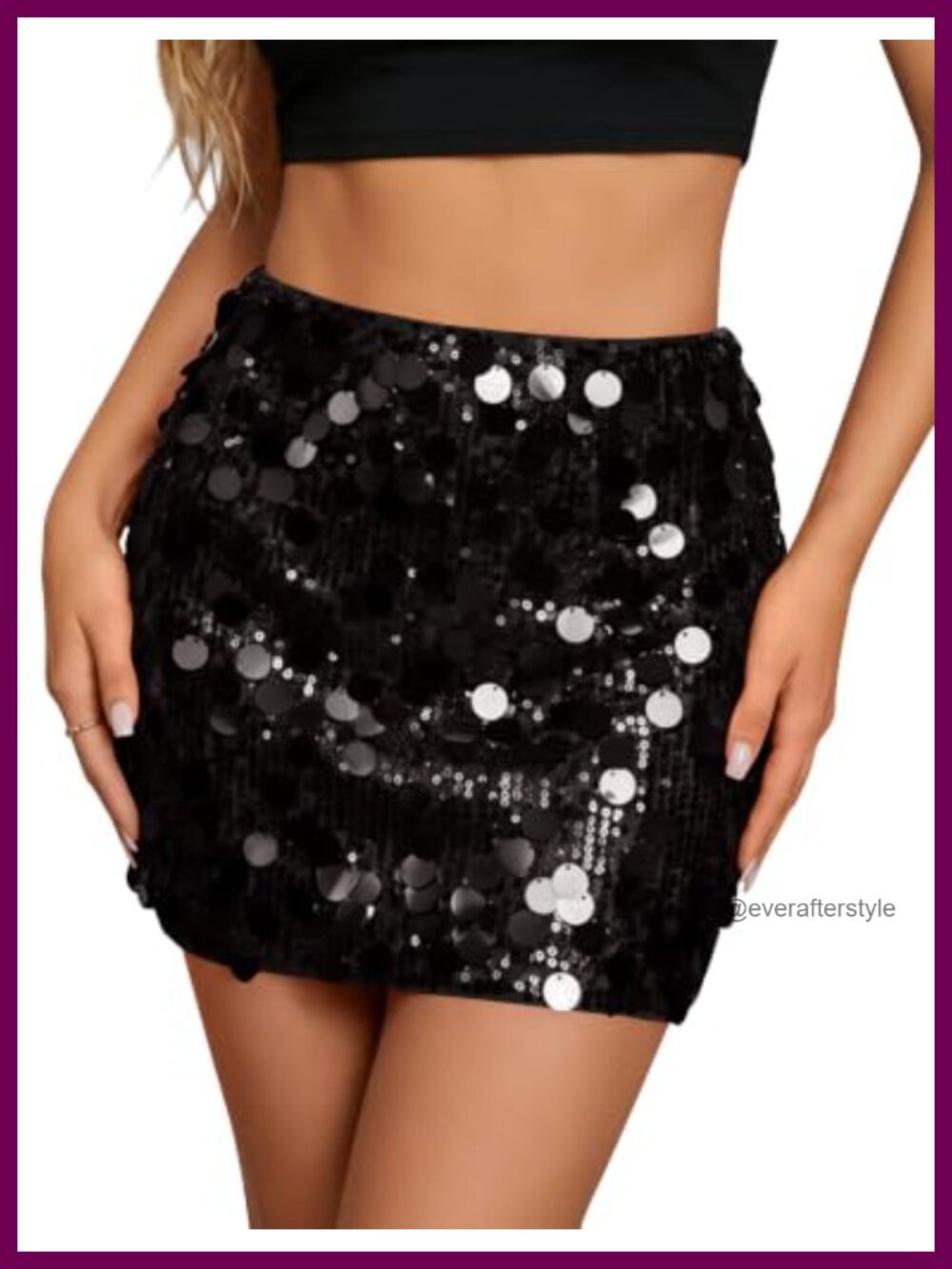 Sequin Mini Skirt Bodycon Skort Built-in Shorts Night Out Party